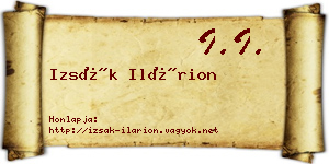 Izsák Ilárion névjegykártya